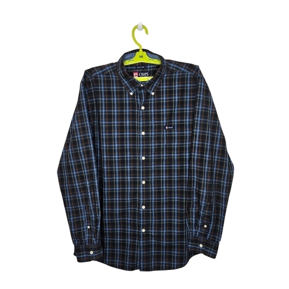 Chaps Other - Chaps Easy Care Mens Long Sleeve Button Down Shirt Sz Large Green Blue Red Plaid